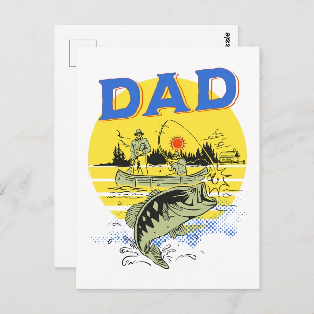 Father's Day Outdoors Fishing Boating Camping Dad Postcard (Front/Back)