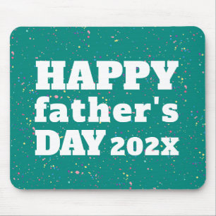 Father's Day Paint Splatter Teal Blue and White Mouse Pad