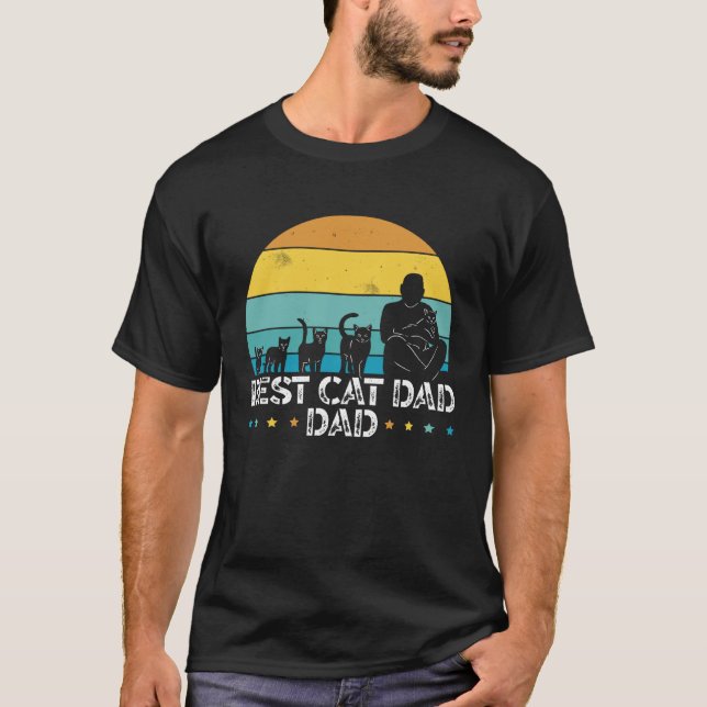 Fathers Day Papa Best Cat Dad Ever Fatherhood Dadd T-Shirt (Front)