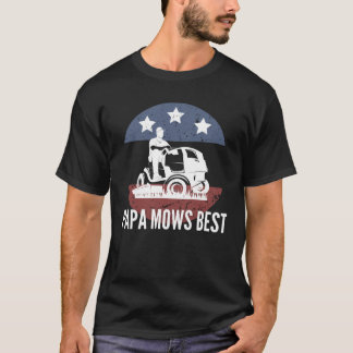 Father's Day : Papa Mows Best - Patriotic Dad T-Shirt