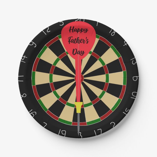 Fathers Day Paper Plates with Dartboard & Dart (Front)