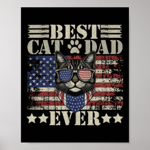 Fathers Day Patriotic Dad Cat Daddy Funny Best Cat Poster