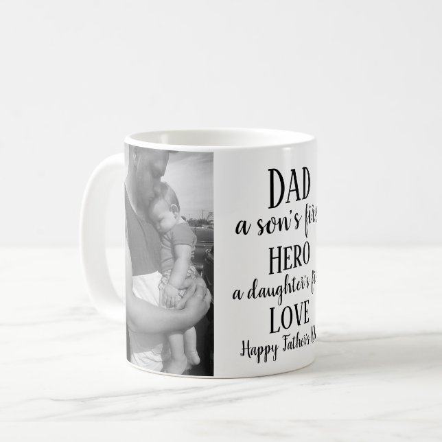 Father's Day Personalised 2 Photo Quote Coffee Mug (Front Left)