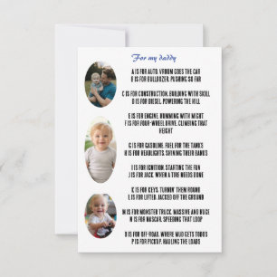 father's day personalised card with rhyme and foto