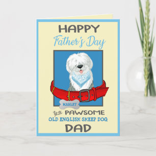 Fathers Day Personalised Old English Sheep Dog Holiday Card
