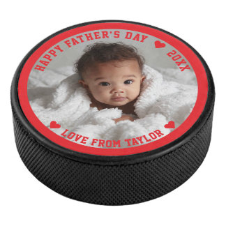 Fathers Day Personalised Photo And Text Hockey Puck
