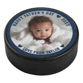 Fathers Day Personalised Photo And Text Hockey Puck