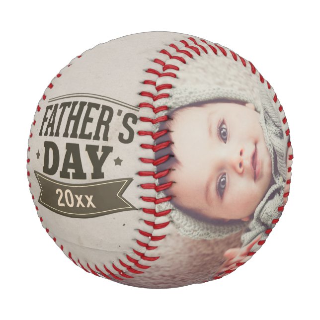 Fathers Day Personalised Photo Custom (green) Baseball (Angled)