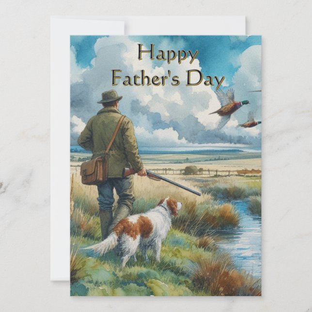 Father's Day Pheasant Hunter Flat Holiday Card (Front)