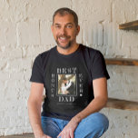 Father's Day photo best bonus dad ever stepdad  T-Shirt<br><div class="desc">Stepdad bonus dad Happy Father's Day bold white typography on dark grey charcoal rustic chalkboard custom photo personalised t-shirt with your text,  and names.</div>