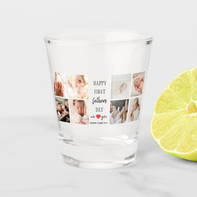Father's Day Photo Collage | Dad Shot Glass Gift (Front)