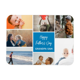 Father's Day Photo Collage Magnet Blue