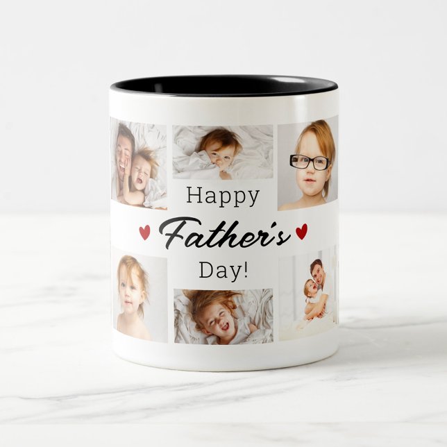 Father's Day Photo Collage Two-Tone Coffee Mug (Father's Day Photo Collage Two-Tone Coffee Mug)