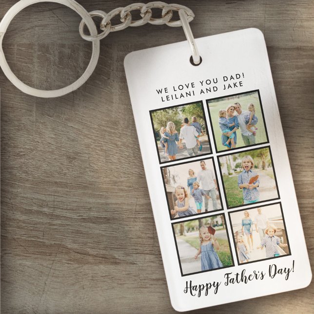 Father's Day Photo Collage White Key Ring (Creator Uploaded)