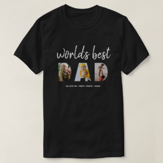 Fathers Day Photo Collage Worlds Best Dad Cutout T T-Shirt