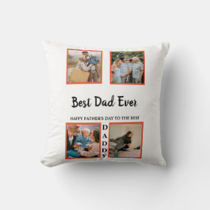 Father's day photo display collage for dad cushion
