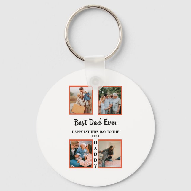 Father's day photo display collage for dad key ring (Front)