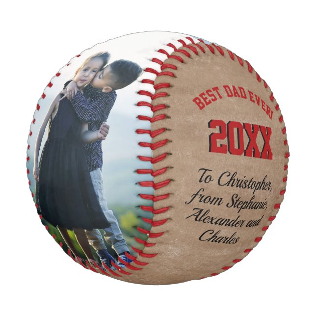 Fathers Day Photo Full-Colour Gift Keepsake Baseball (Angled)