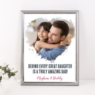 Father's Day Photo Gift from Daughter Heart Poster