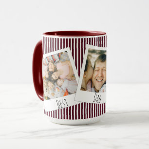 Father's Day Photo Mug, Burgundy Stripe Background Mug