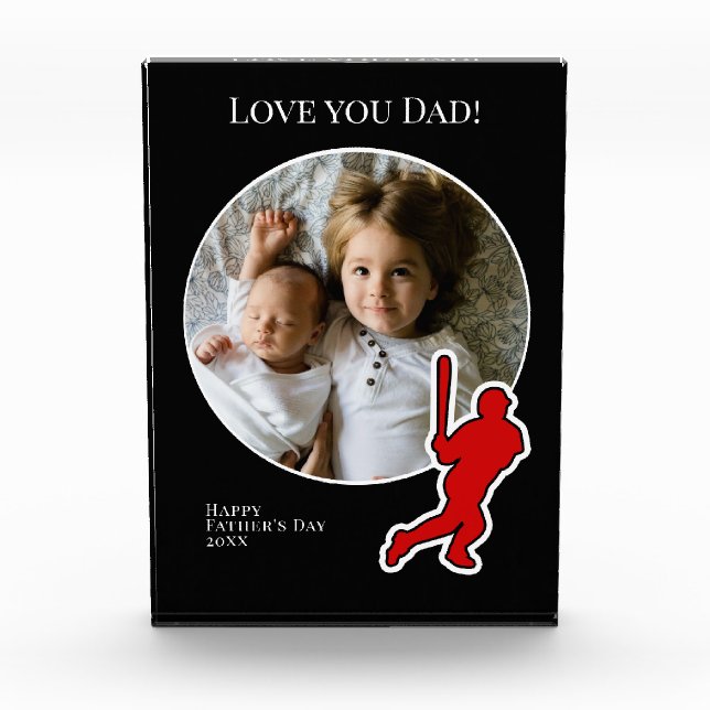 Fathers Day Photo with Baseball Player Block (Front)