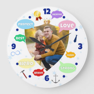 Fathers Day Photo Word Clouds Best Dad Father Large Clock