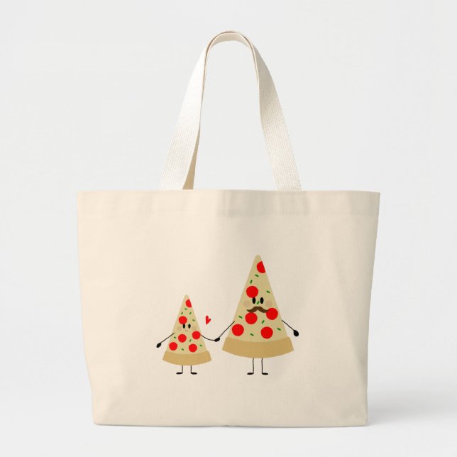 fathers day pizza large tote bag (Front)