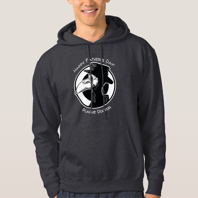 Father's Day Plague Doctor Bird Mask B/W Steampunk Hoodie (Front)