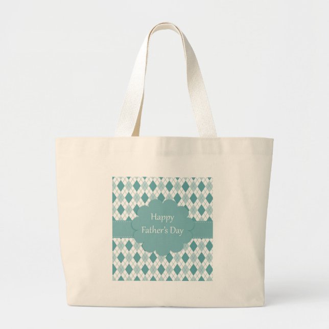 Fathers Day plaid Large Tote Bag (Front)