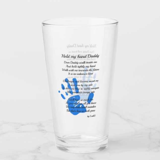 Fathers Day Poem - Hold My Hand Handprint Dad Gift Glass (Front)