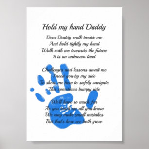 Fathers Day Poem - Hold My Hand Handprint Dad Gift Poster