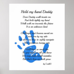 Fathers Day Poem - Hold My Hand Handprint Dad Gift Poster
