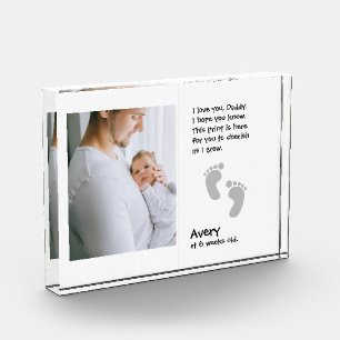 Father's Day Poem keepsake Child footprints Photo Block