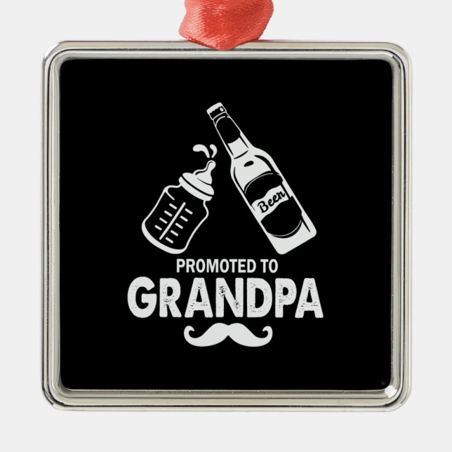 Father's Day Promoted To Grandpa Metal Ornament (Front)