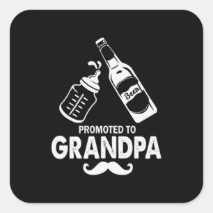 Father's Day Promoted To Grandpa Square Sticker