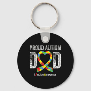 Fathers Day Proud Autism Dad Autism Awareness Mont Key Ring