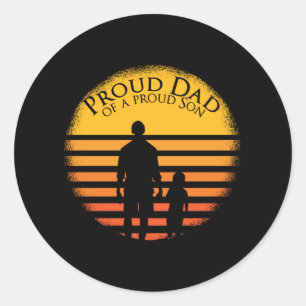 Fathers day Proud Dad Son Funny Saying quote Classic Round Sticker