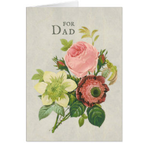 Father's Day Redouté Flower bouquet Greeting Card