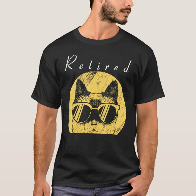 Fathers Day Retired Cool Cat Sunglasses T-Shirt (Front)