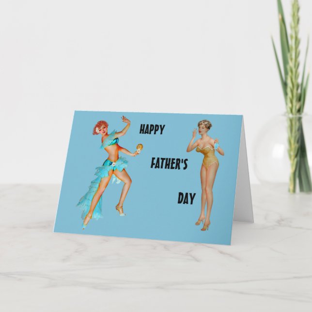 Father's Day Retro Pin-up Girls Card (Front)