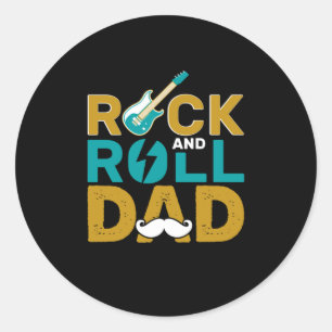 Father's Day Rock And Roll Dad Classic Round Sticker