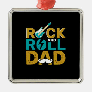 Father's Day Rock And Roll Dad Metal Ornament