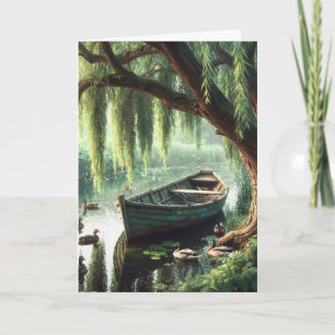 Father's Day Rowboat Under a Willow Tree Card