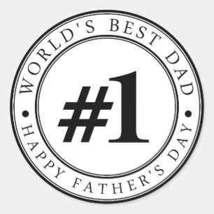 Father's day rubber stamp classic round sticker