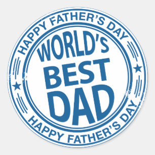 Father's day rubber stamp effect classic round sticker
