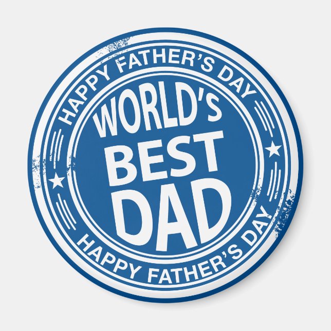 Father's day rubber stamp effect -white- magnet (Front)