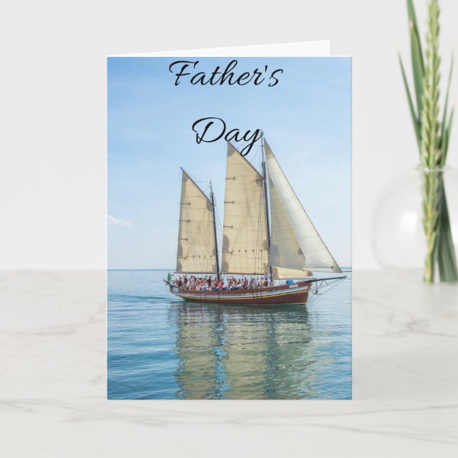 Father's Day sailing boat  Thank You Card (Front)
