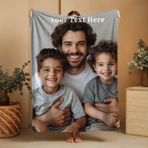 Fathers Day Sherpa Blanket Custom Photo Text Gifts