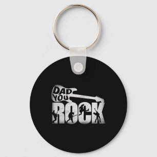 Fathers Day Shirt Funny Dad You Rock Guitar Vintag Key Ring