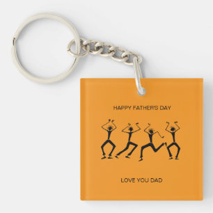 Father's Day, Silhouette Happiness Party Dancers Key Ring